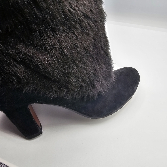 Sam Edelman Shalin Black Suede Fur Boots Size 7.5 - Picture 13 of 14
